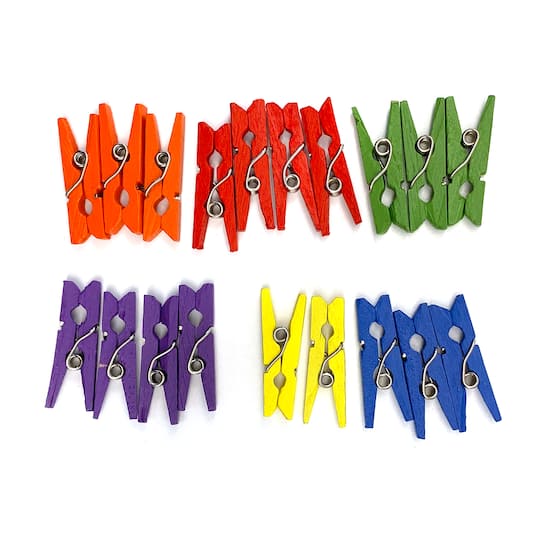 12 Packs: 20 ct. (240 total) Mini Primary Clothespins by Recollections™